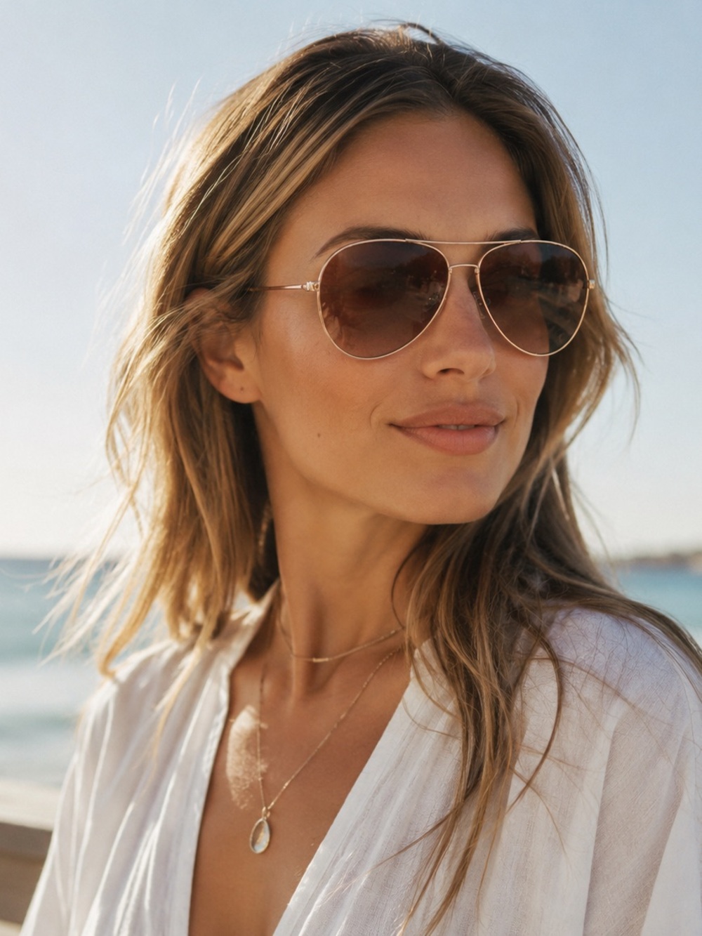 J. Crew Bondi Gold and Brown Aviator Sunglasses